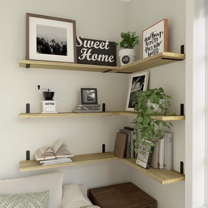 WOPITUES Wood Floating Shelves Set of 6, 24 inch Long Floating Shelves - Image 5