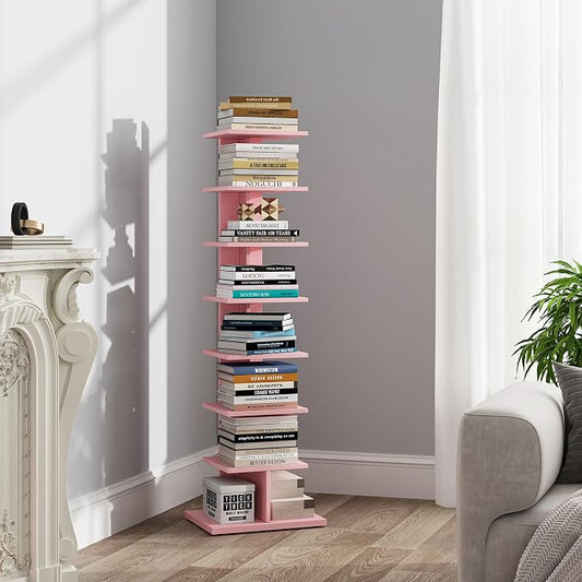 TUTOTAK Book Shelf, Narrow Spine Bookshelf, 8-Tier Bookcase by ChoosetutotakFurnitureBuildYourCozyHome