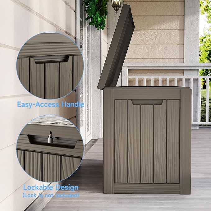 Vixzen 55 Gallon Deck Boxes Outdoor Waterproof, Lockable Resin Storage Box - Image 4