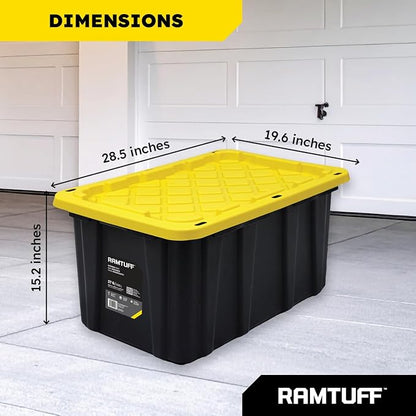 Ramtuff STRONG BOX Black & Yellow, 27-Gallon Heavy Duty Tough Storage Container - Image 2