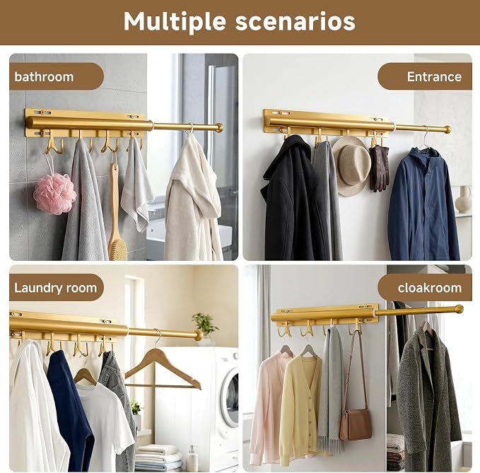 Valet Rod For Closet Pull Out, Adjustable Heavy Duty Carbon Steel 12" - Image 4