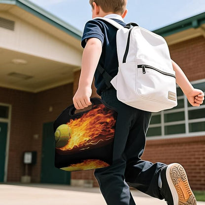 Burning Tennis Pictures Lunch Bag Cooler Bag Tote Bags | Reusable Portable - Image 7