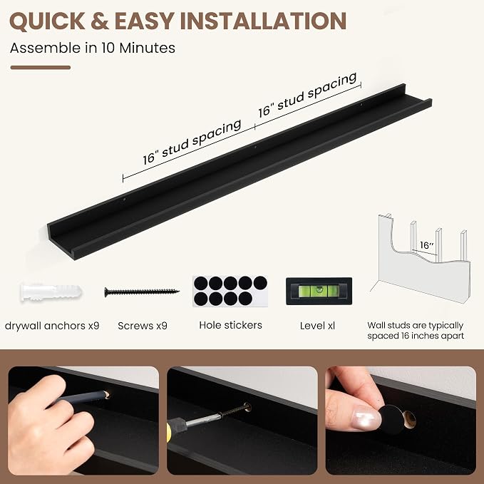 Fun Memories Picture Ledge Shelf, 48 Inch Picture Shelves - Image 7