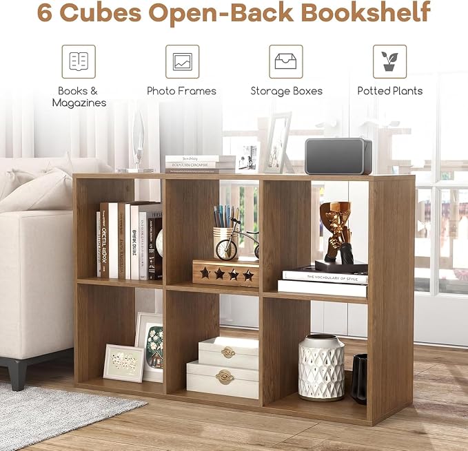 POWERSTONE 6 Cube Storage Organizer Set of 2, 3 Tier Cubby Bookshelf - Image 4