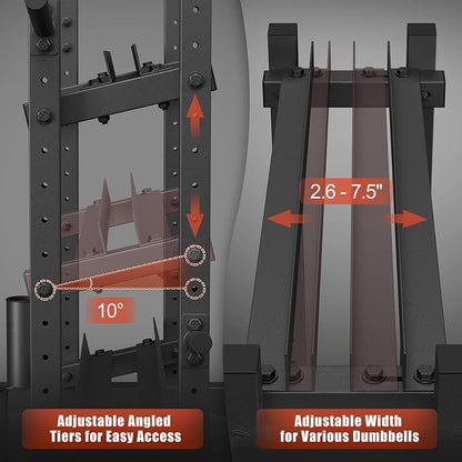 3-Tier Dumbbell Rack, 1100LB Capacity Adjustable Weight Rack - Image 4