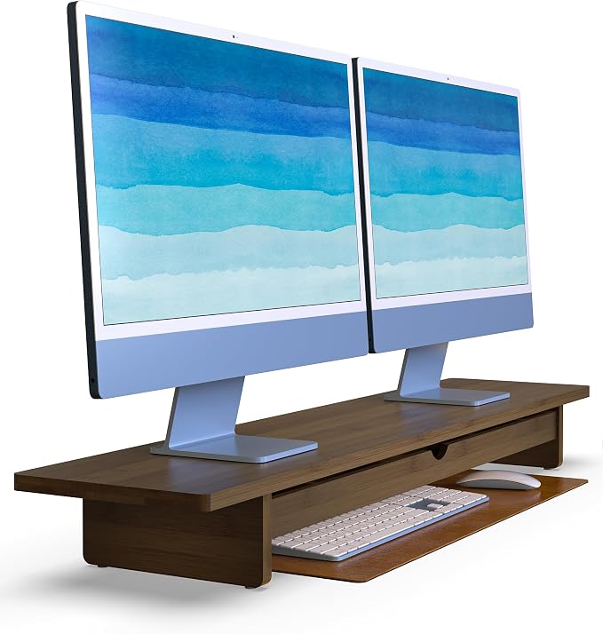 42” Dual Monitor Stand Riser by WELLWENG