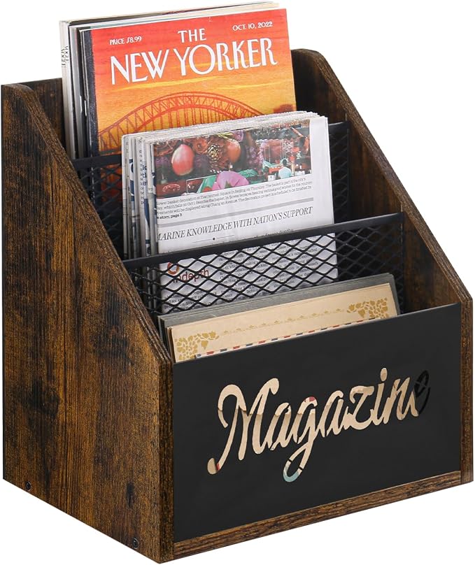 YINMIT Magazine Holder, Stepped 3 Tier Magazine Rack Floor | Magazine Storage by YINMIT