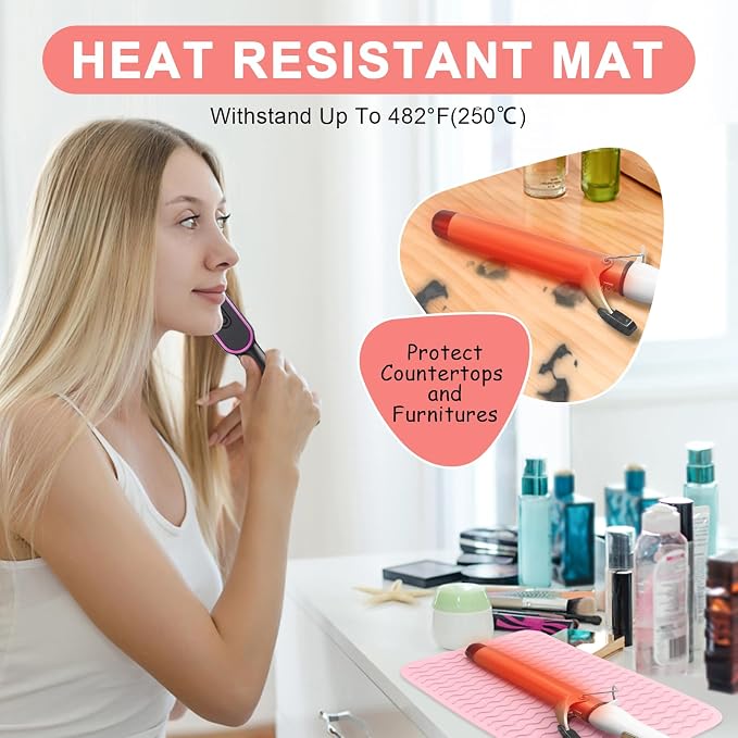 Plus Size Silicone Heat Resistant Mat, Portable Travel Hot Tools Pad Cover - Image 2
