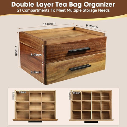 Acacia Wood Tea Bag Organizer - Image 3