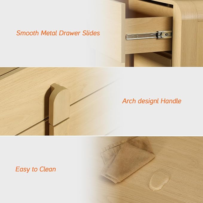 WAMPAT 3 in 1 9 Drawer Dresser for Bedroom, 94.5" Wide Mid Century Modern Wide - Image 7