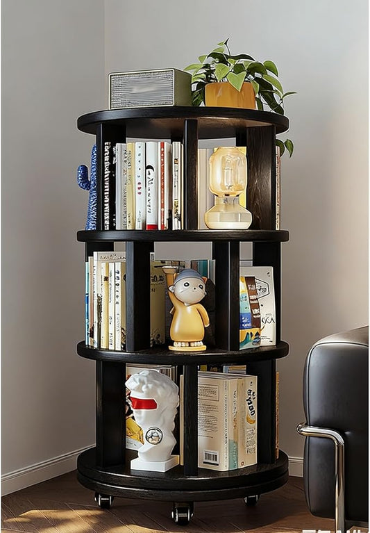 Rotating Bookshelf Tower 2/3/4/5/6 Tier Wood Rotating Bookshelf Wooden Book by Unknown