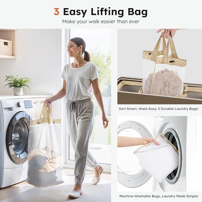SOLEDI 180L 3-Section Laundry Hamper - Image 4