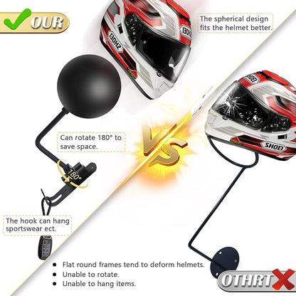 Kikerike Motorcycle Helmet Rack Wall Mount 180 Degree Rotation Metal Bike - Image 4