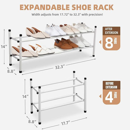 STORAGE MANIAC Expandable Shoe Rack, 8 Pairs Stackable Small Shoe Rack - Image 3