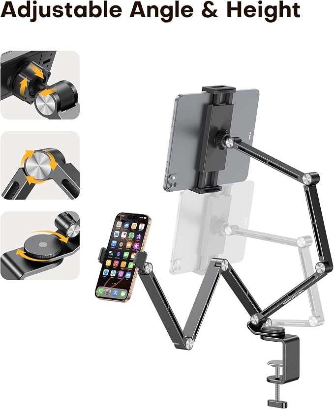 OMOTON Adjustable Tablet Stand for iPad, Desk Phone Holder for Bed - Image 4