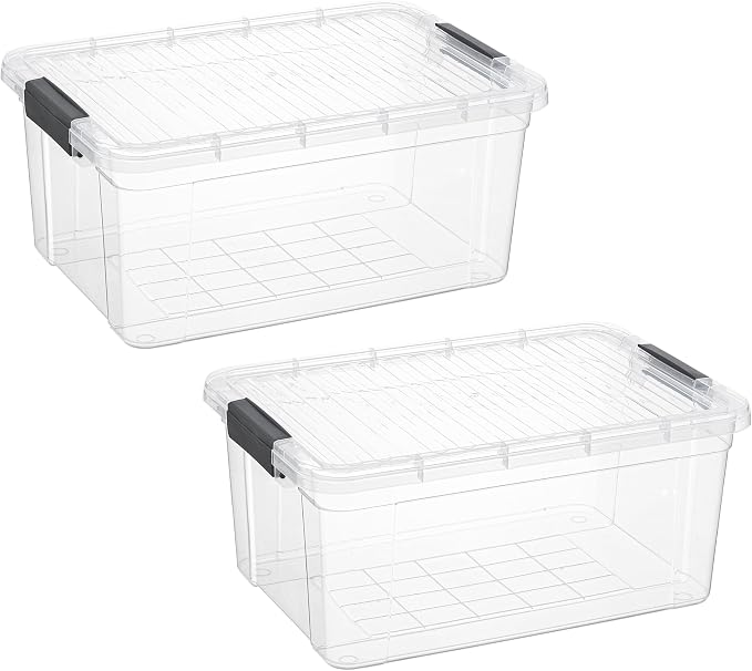 Superio Storage Bins with Lids- 2 Pack, 21 Qt Clear Boxes by Superio