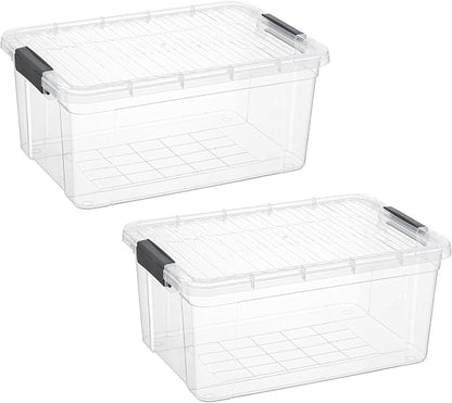 Superio Storage Bins with Lids- 2 Pack, 21 Qt Clear Boxes by Superio
