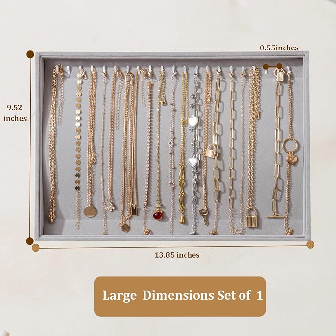 Large Jewelry Organizer for Drawer Insert Velvet Stackable Jewelry Trays for - Image 3