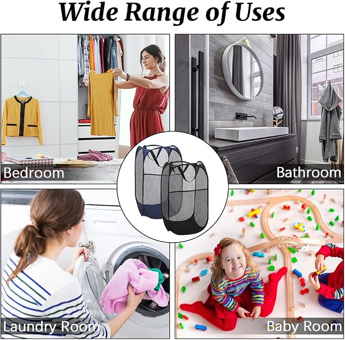 4Pcs Mesh Pop Up Laundry Hamper, FHDUSRYO Foldable Pop Up Hamper, Collapsible - Image 5