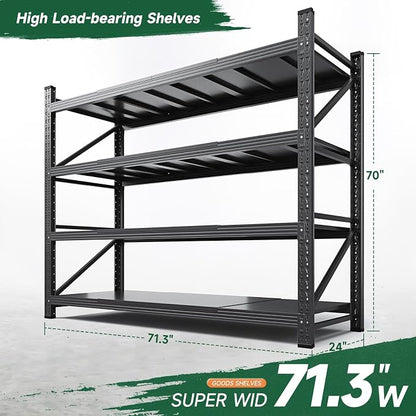 Letaya 71.3" W Metal Storage Shelves, 5000LBS Heavy Duty Garage Shelving Units - Image 2