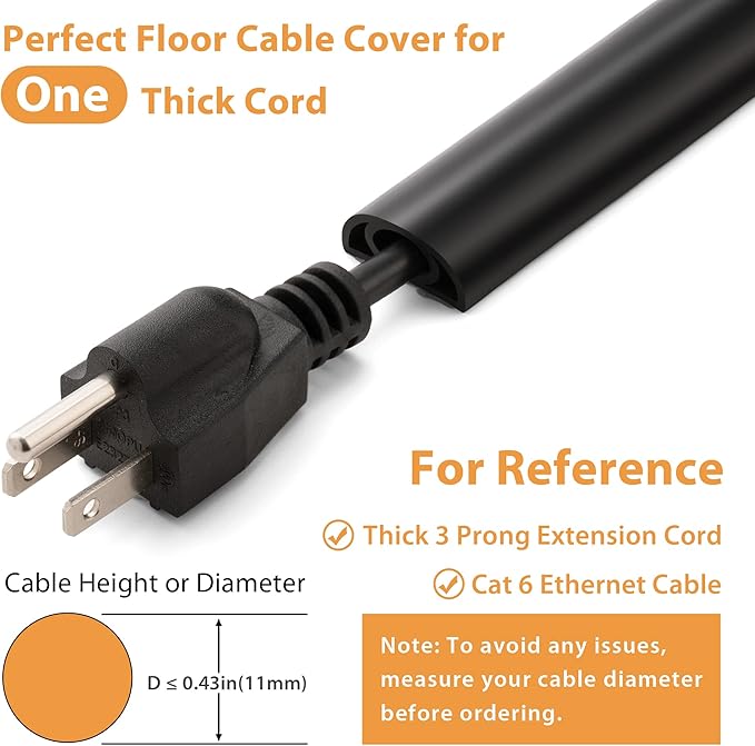 5ft Cord Cover Floor for Extension Cords, Floor Cable Cover, Self-adhesive Wire - Image 2