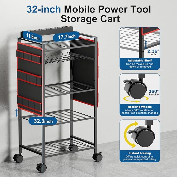 5-Tier Power Tool Organizer Cart - Image 4