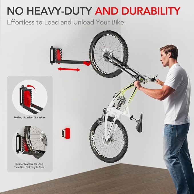 2-Pack Swivel Bike Rack Wall Mount, Bike Hangers - Image 3