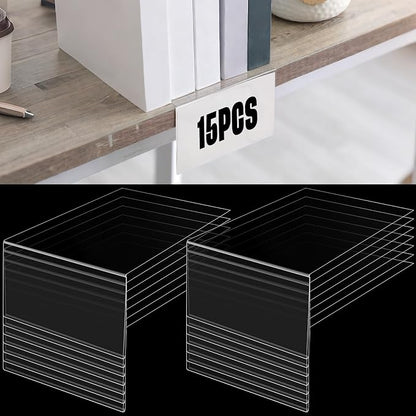 Containlol 15 Pieces Clear Shelf Label Holders Moveable Shelves Tags Moveable - Image 8