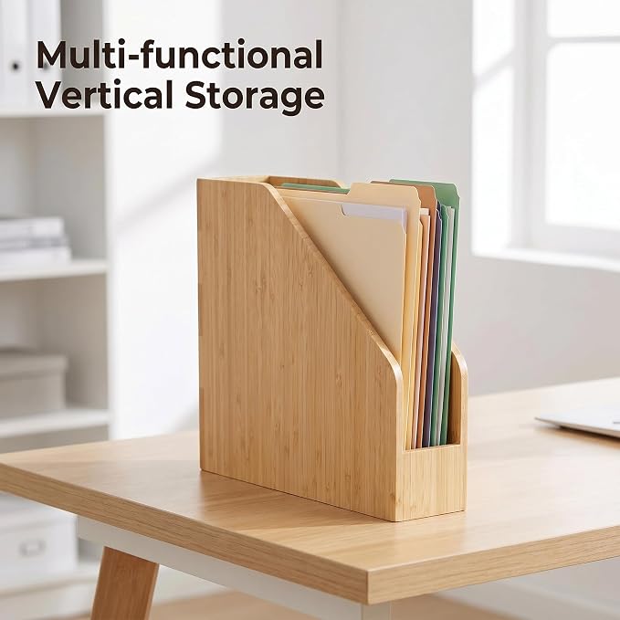 2 Pack Bamboo Magazine Holder Wood Magazine File Holder | Frames Document - Image 6