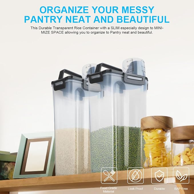 Uppetly Rice Airtight Dry Food Storage Containers, BPA Free Plastic Storage Bin - Image 6