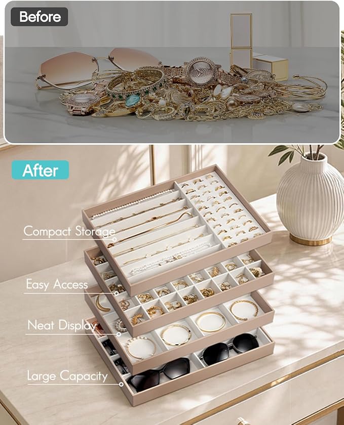 VLANDO Stackable Jewelry Tray, Drawer Organizer - Image 7