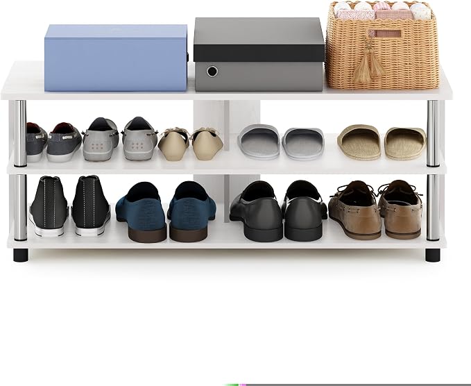 Furinno Turn-N-Tube Shoe Rack, 3-Tier Shoe Organizer, Compact Shoe Storage - Image 4