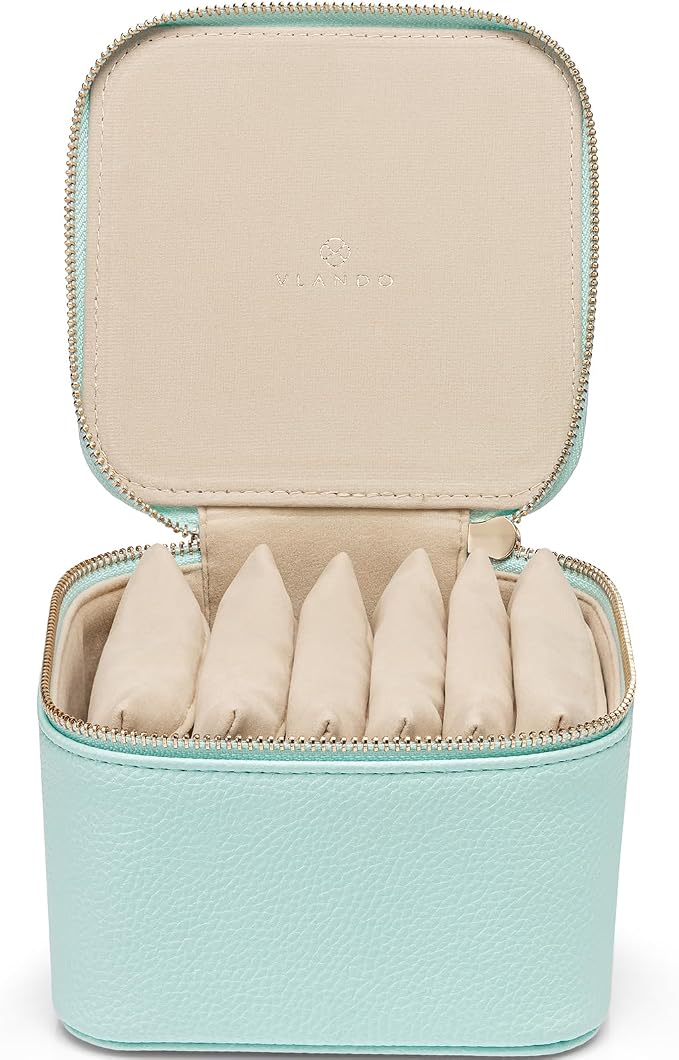 Vlando Travel Jewelry Box for Women Faux Leather Jewelry Box - Image 7