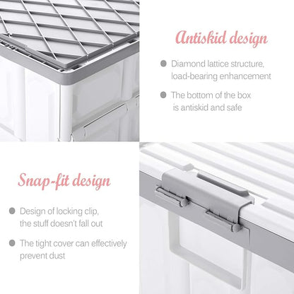 Collapsible Storage Bins with Lids 30L, Folding Plastic Stackable Utility - Image 5
