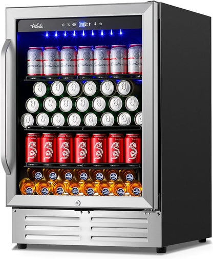 24 Inch Beverage Refrigerator Cooler, 210 Cans Wide Beverage and Beer Fridge by Velieta-SpecialistinFridge