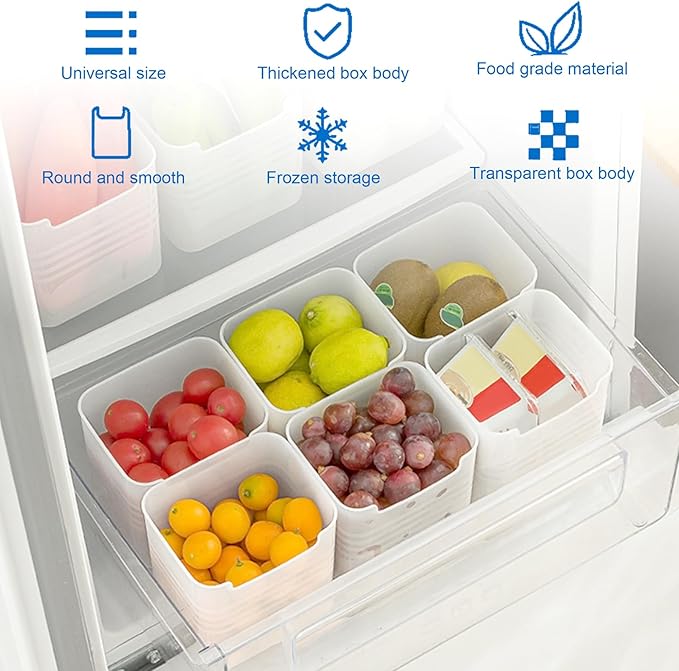 6 PCS Fridge Organizer Bins, Refrigerator Side Door Storage Box, Plastic Clear - Image 6