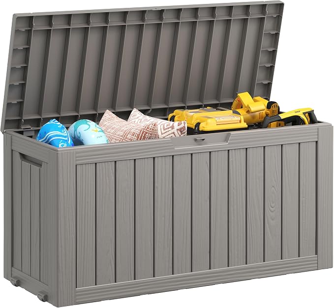 NUNU LAB 75 Gallon Outdoor Storage Box, Resin Large Sturdy Deck Box, Backyard by NUNULAB