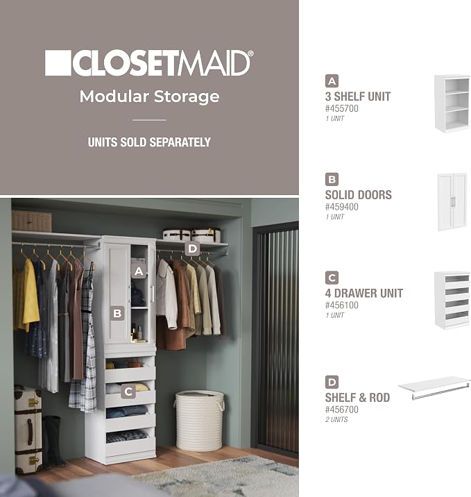 ClosetMaid Modular Closet Collection Shelf and Hang Rod Accessory Kit, 36-Inch - Image 13