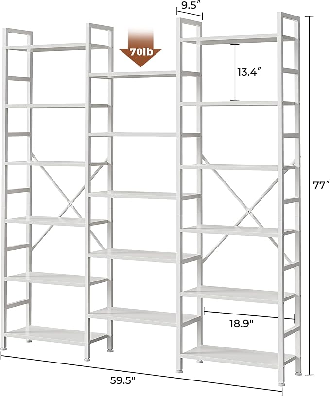 SUPERJARE Triple Bookshelf, Bookcase - Image 3