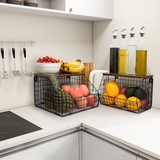 Mefirt Fruit Basket, Stackable Wall Mounted Fruit Baskets, Potato Baskets Onion - Image 8