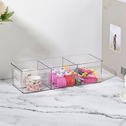 Acrylic Makeup Brush Organizers, 1 Pack 3 Section 3 Compartments Transparent - Image 6