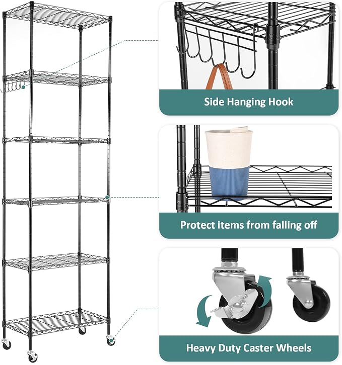 Homdox 6-Tier Storage Shelf Wire Shelving Unit Free Standing Rack Organization - Image 7