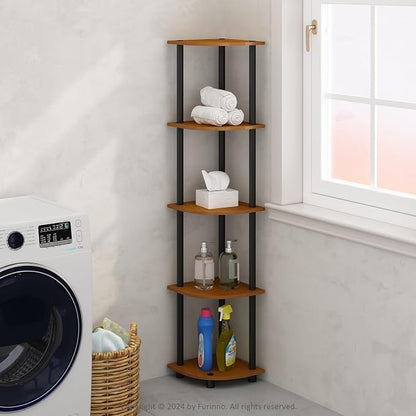 Furinno Turn-N-Tube Storage Shelves, 5-Tier Book Shelf, Corner Shelf, Toolless by Furinno-FitsYourSpaceFitsYourBudget