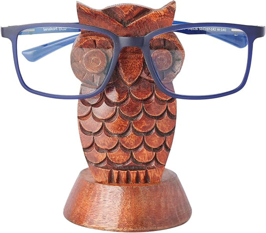 Stocking Stuffers Wooden Owl Glasses Holder Night Stand Reading Eyeglass by EximiousIndia