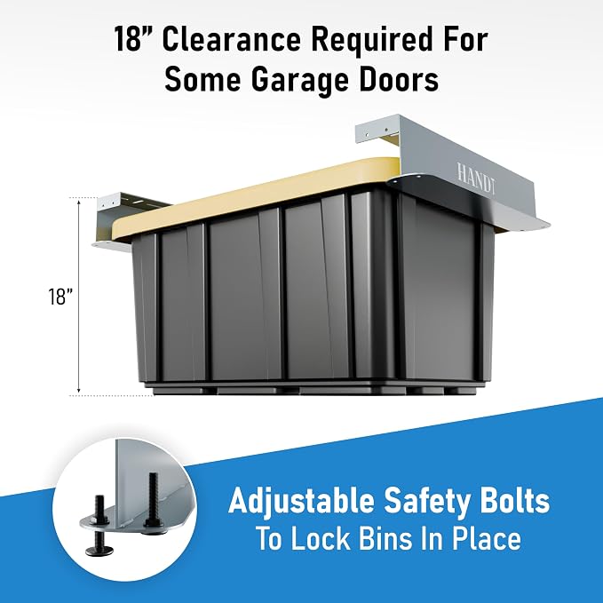 HANDT Overhead Garage Storage Rack, Connectable Heavy Duty Metal Ceiling Rails - Image 7