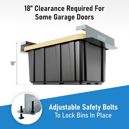 HANDT Overhead Garage Storage Rack, Connectable Heavy Duty Metal Ceiling Rails - Image 7