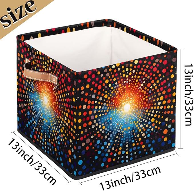 TropicalLife 13x13x13 Inch Large Fabric Storage Cube Colorful Polka Dots - Image 4