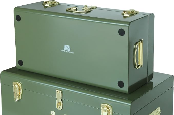 Vixdonos Metal Trunk Decorative Storage Box Set of 2 College Dorm Chest - Image 3