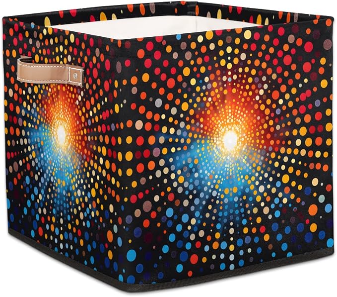 TropicalLife 13x13x13 Inch Large Fabric Storage Cube Colorful Polka Dots by TropicalLife