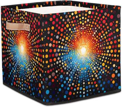 TropicalLife 13x13x13 Inch Large Fabric Storage Cube Colorful Polka Dots by TropicalLife